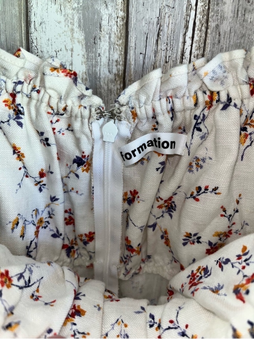 Reformation Floral Linen Mini Dress Square Neck Puff Sleeve White Size 6 - Picture 5 of 6